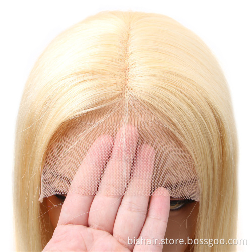 613 Blonde Middle Blonde T-shaped Lace Front Wig 100% Real Hair Wig Brazilian Straight Hair Wig Suitable for Female Human Hair